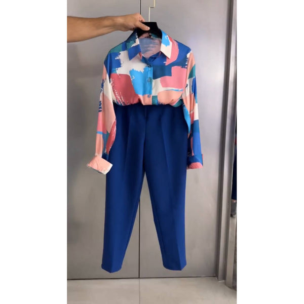 BLUE AND PINK MEADOW VITAL SHIRT AND PANT