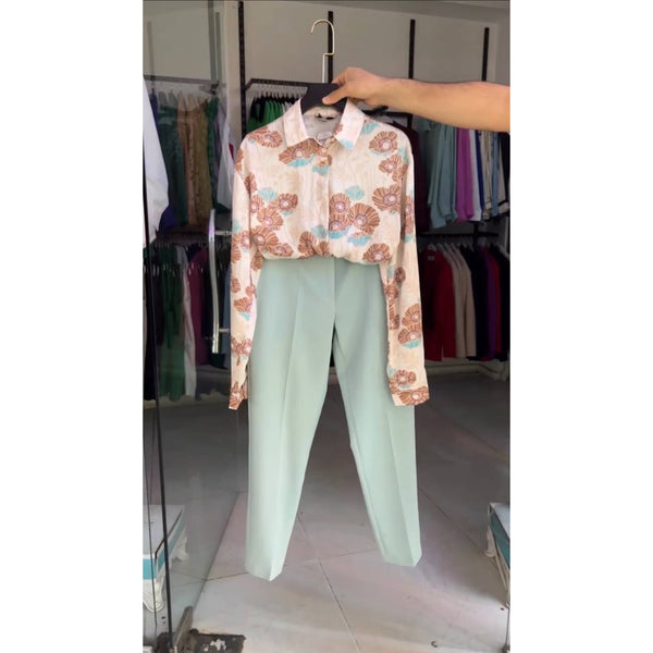BEIGE CRYSTALLINE SHIRT AND PANT